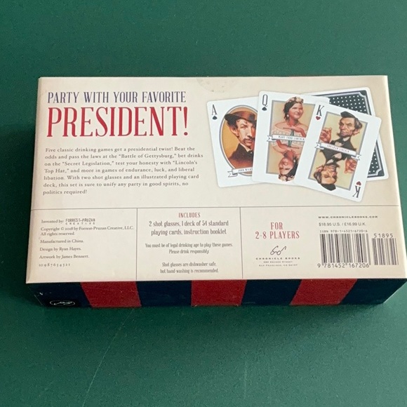 Drinking with Lincoln Presidential Party Game Set. Red & Blue Cards set. - Picture 2 of 5